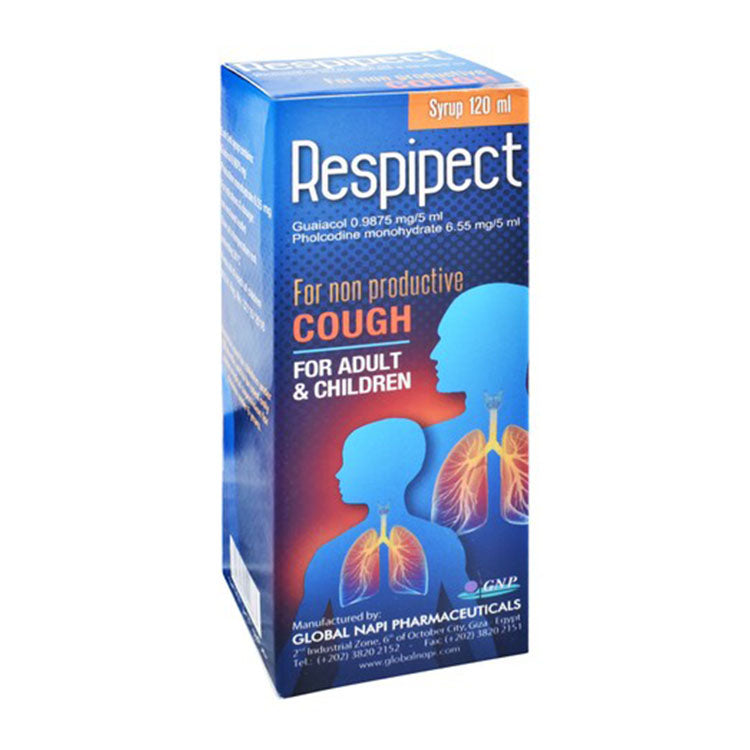 Respipect 6.55mg/5ml  Pholcodine Monohydrate & 0.9875mg/5ml Guaiacol Cough Syrup for Children & Adults