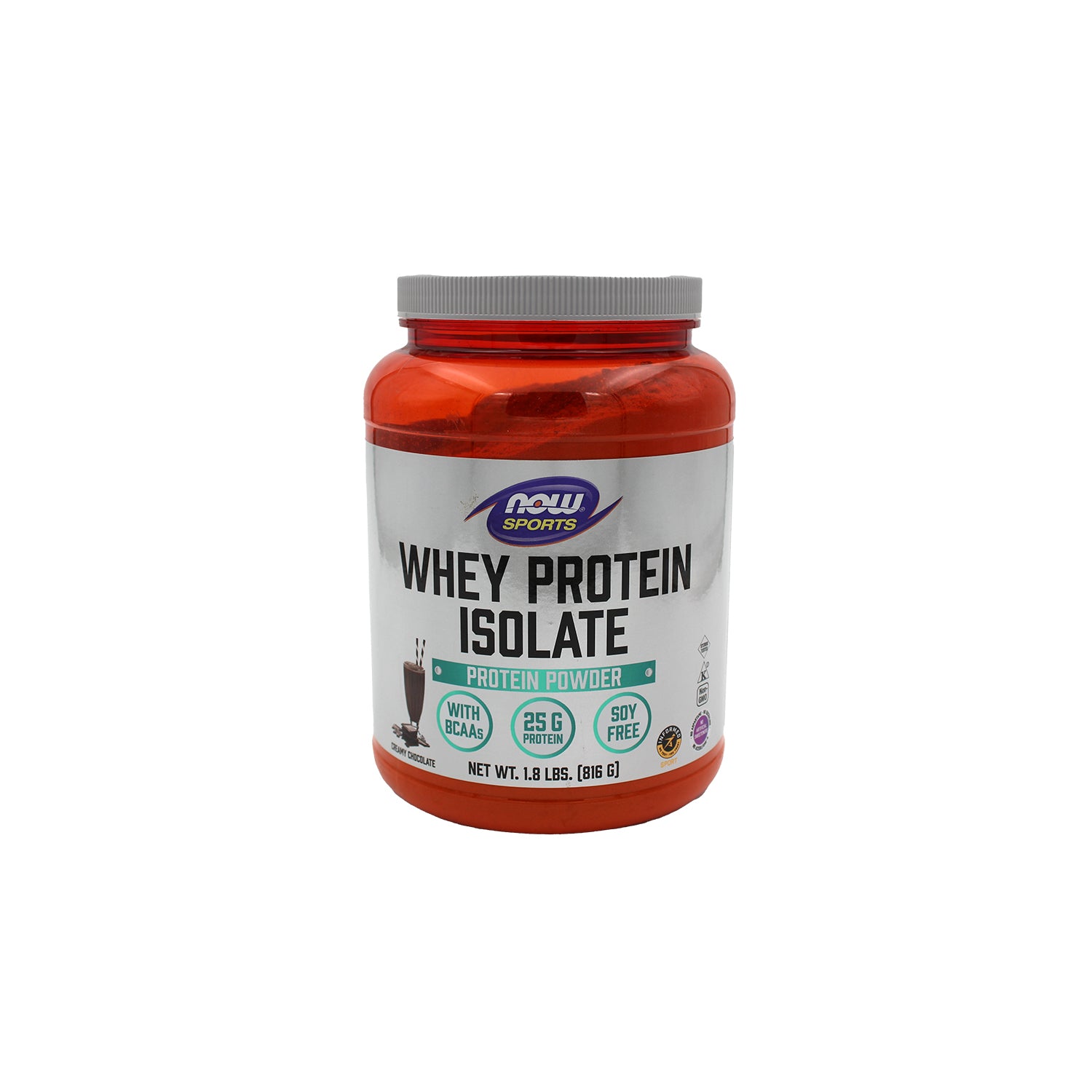 Now Whey Isolate Protein Powder Creamy Chocolate Flavor - GMO free, soy free, aspartame free