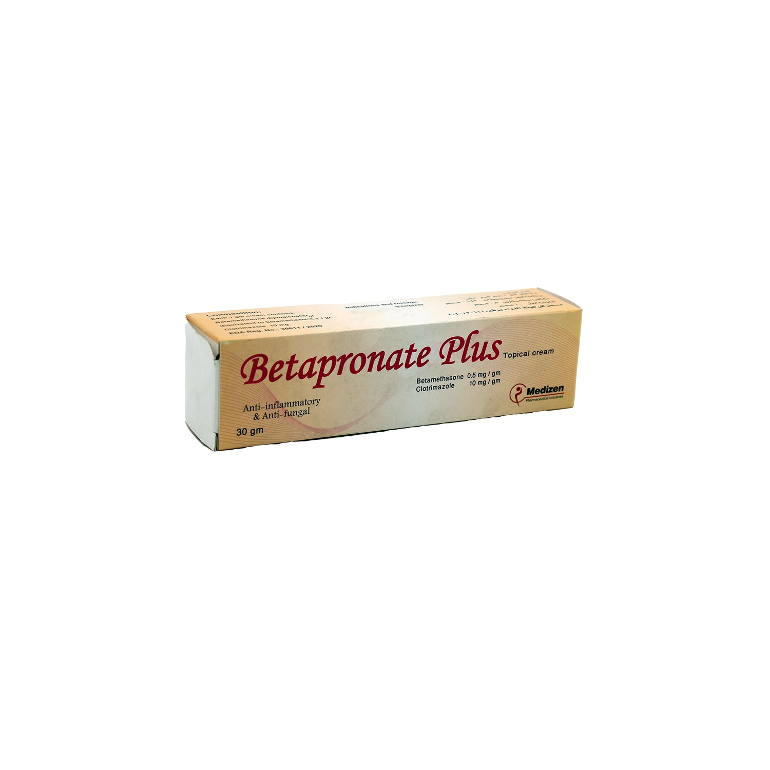 Betapronate Plus 10mg/g Clotrimazole & 0.5mg/g Betamethasone Anti-Inflammatory & Anti-Fungal Topical Cream