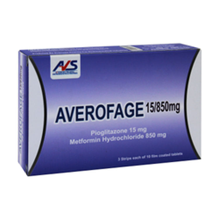 Averofage 15mg Pioglitazone & 850mg Metformin Hydrochloride
