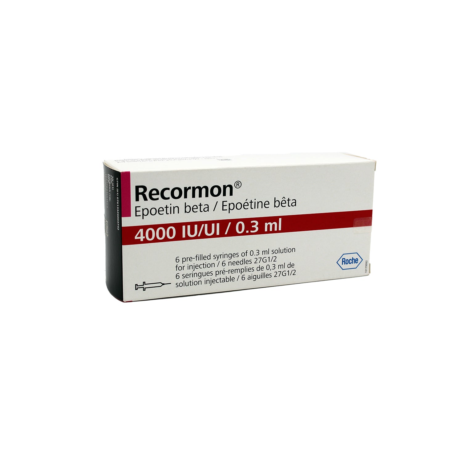 Recormon 4000 IU/0.3ml Epoetin Beta Pre-Filled Solution Syringes for Subcutaneous & Intravenous Injection