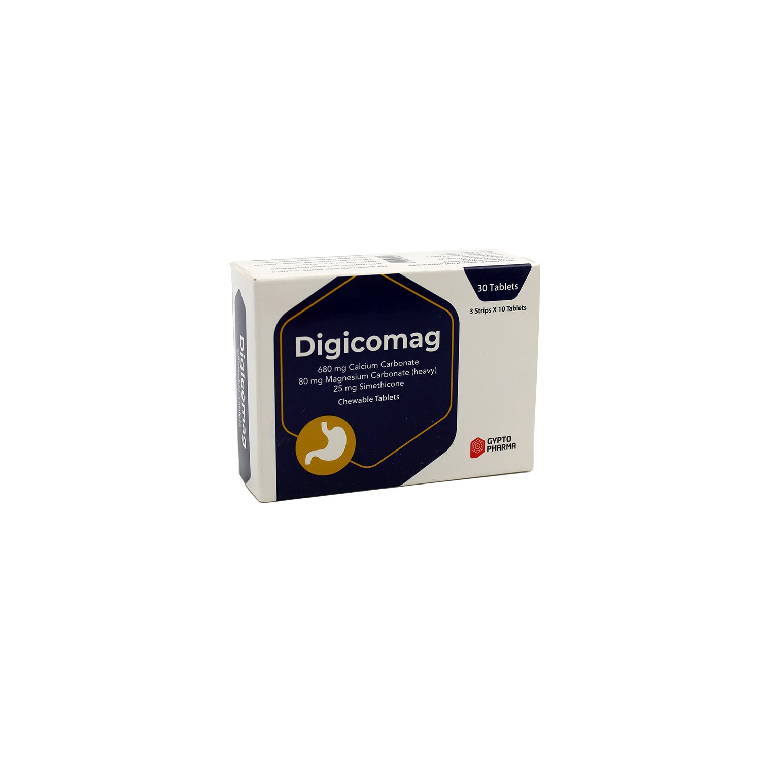 Digicomag 680mg Calcium Carbonate, 80mg Magnesium Carbonate & 25mg Simethicone Chewable Tablets