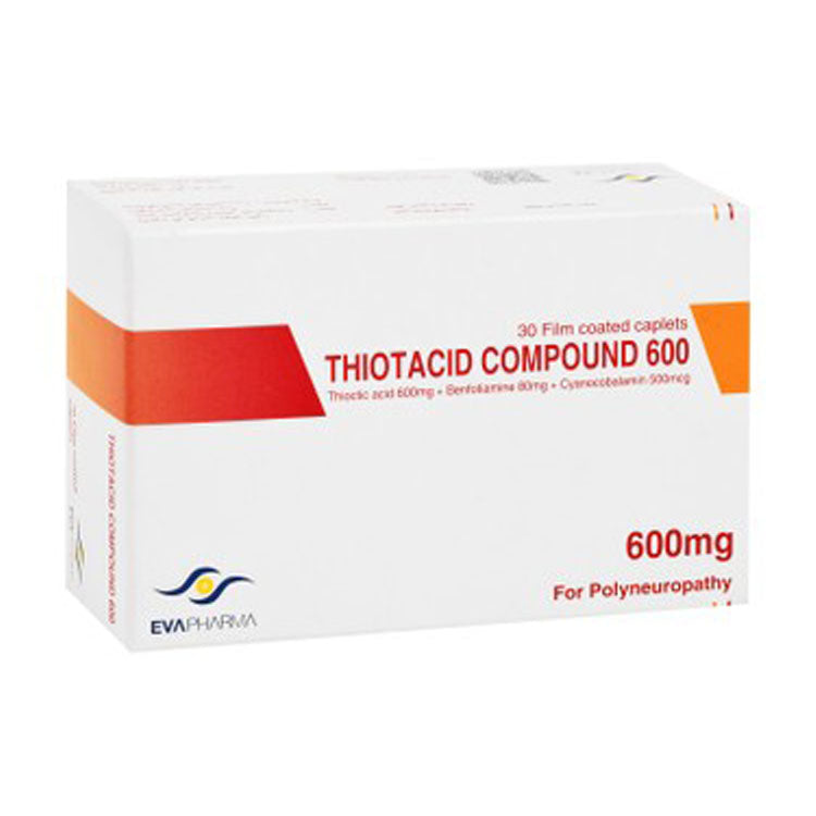 Thiotacid Compound 600mg Thioctic Acid, 80mg Benfotiamine & 500mcg Cyanocobalamin for Polyneuropathy
