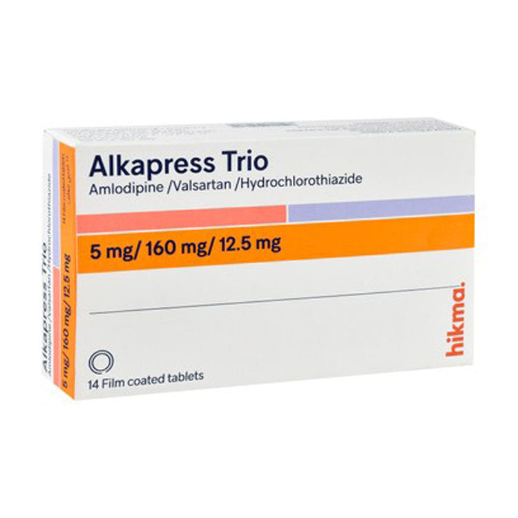 Alkapress Trio 5mg Amlodipine, 160mg Valsartan & 12.5mg Hydrochlorothiazide