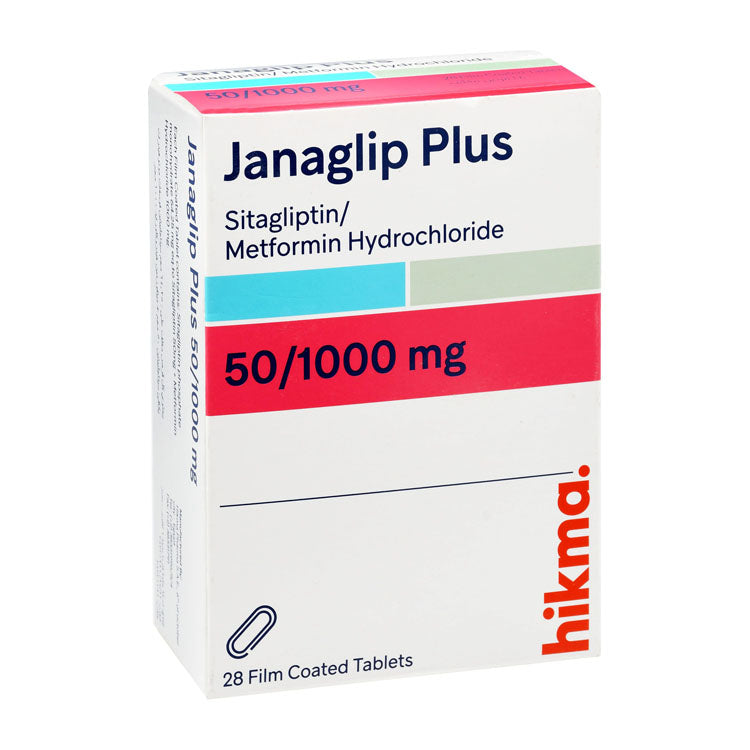 Janaglip Plus 50mg Sitagliptin & 1000mg Metformin Hydrochloride
