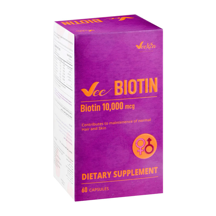 Veexia 10,000mcg مكمل البيوتين لدعم صحة الشعر والبشرة