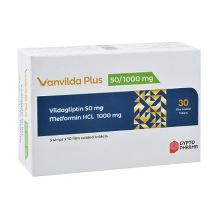 Vanvilda Plus 50mg Vildagliptin & 1000mg Metformin HCL