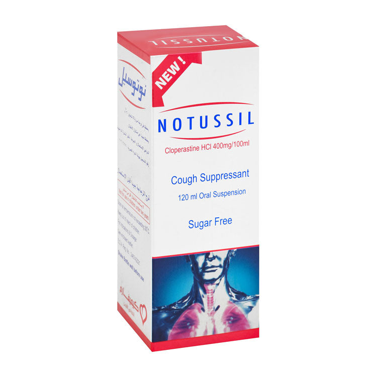 Notussil 400mg/100ml Cloperastine HCL Cough Suppressant Oral Suspension - sugar free