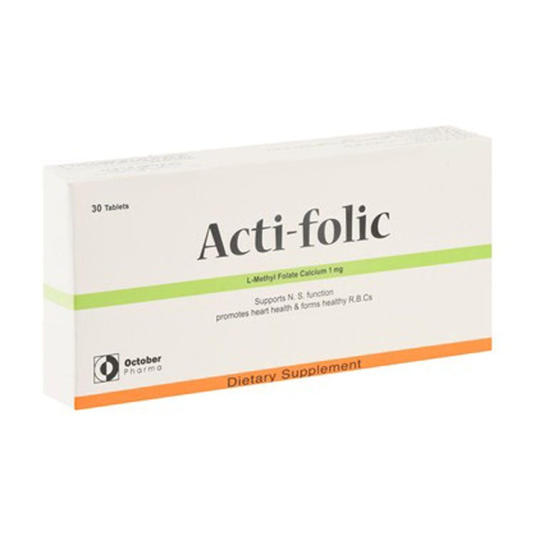 أكتي-فوليك 1 ملغ مكمل غذائي لدعم صحة القلب يحتوي على إل-ميثيل فولات والكالسيوم