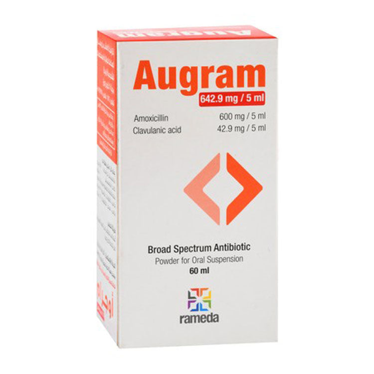 Augram 600mg/5ml Amoxicillin & 42.9mg/5ml Clavulanic Acid Broad Spectrum Antibiotic Powder for Oral Solution