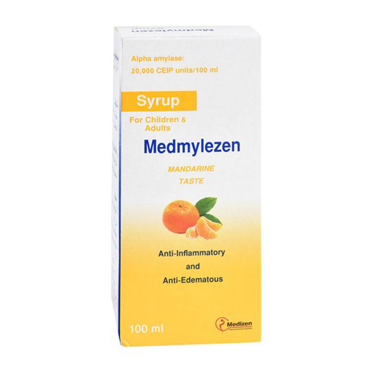Medmylezen 20,000 CEIP Alpha Amylase Anti-Inflammatory & Anti-Edematous Syrup Mandarine Flavor for Adults & Children