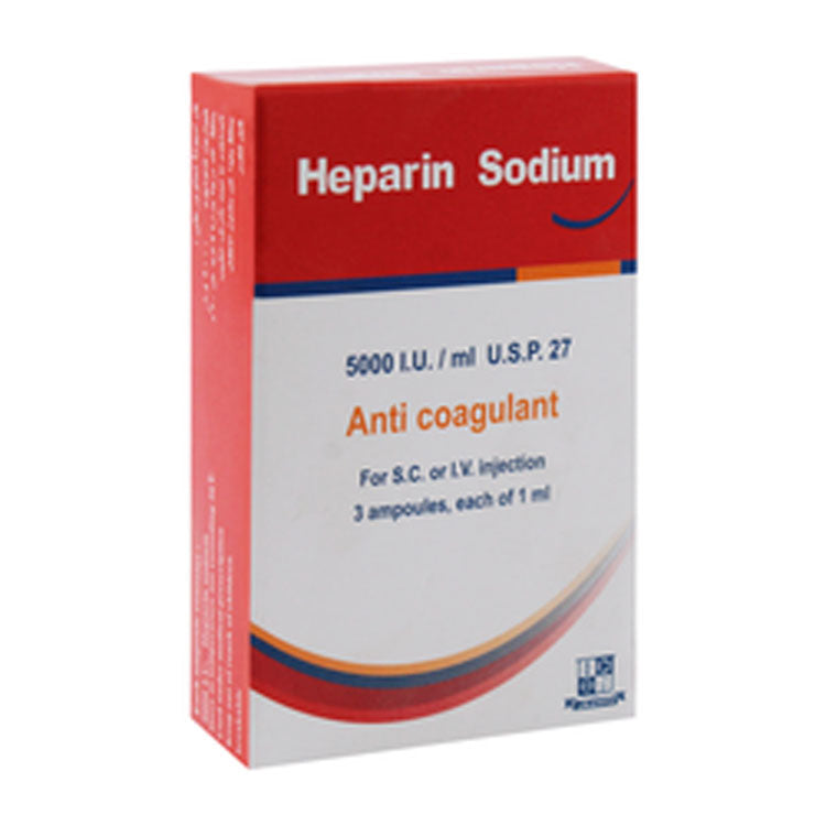 أمبولات هيبارين الصوديوم ٥٠٠٠ وحدة دولية/مل، مضاد للتخثر، للحقن تحت الجلد والوريدي