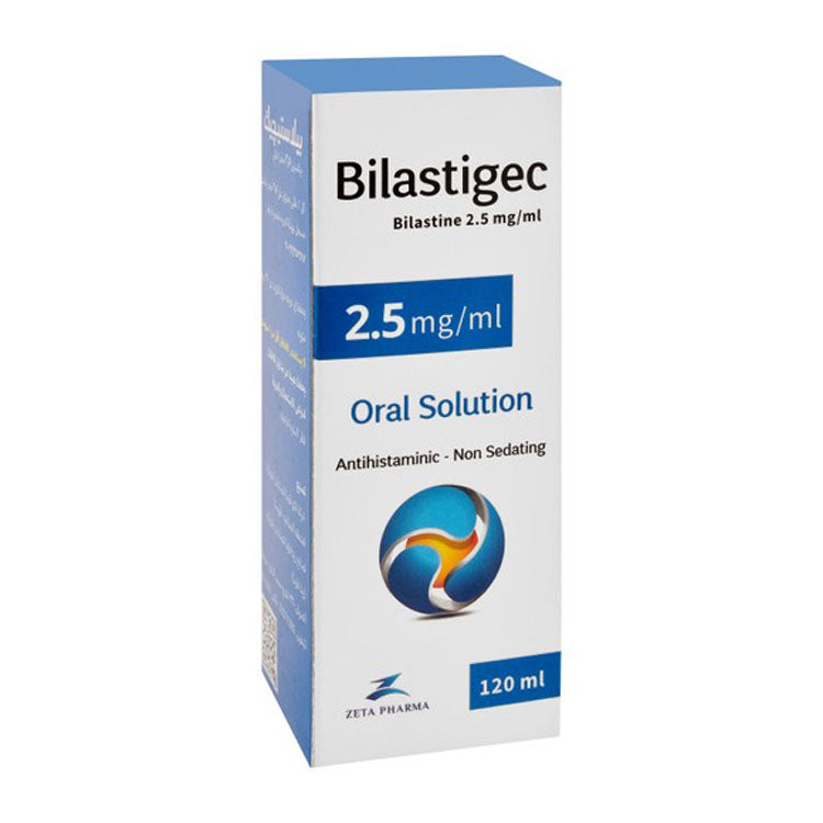 Bilastigec 2.5mg/ml Bilastine Antihistaminic & Non-Sedating Oral Solution 120 ml