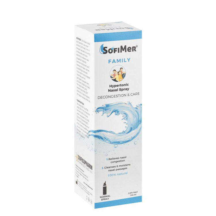 SofiMer Family 2.6% Sodium Chloride Cleansing, Relieving & Moisturizing Hypertonic Sea Water Solution Nasal Spray