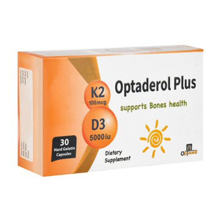 Optaderol Plus 5000 IU Vitamin D3 & 100mcg Vitamin K2 Bone Health Support Supplement 30 capsules