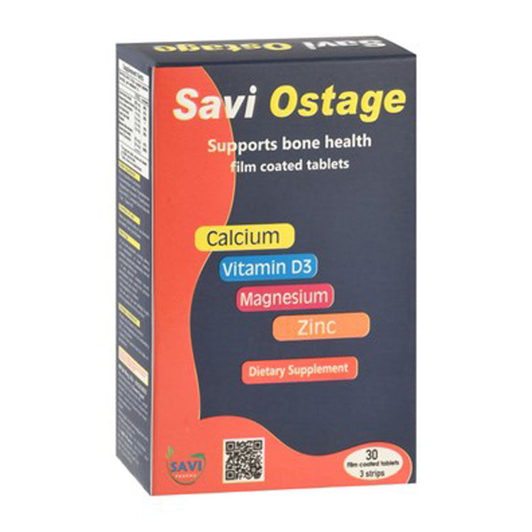 Savi Ostage 800mg Calcium & 250mg Magnesium Bone Health Support Supplement with Vitamin D3 & Zinc 3 x 10 tablets