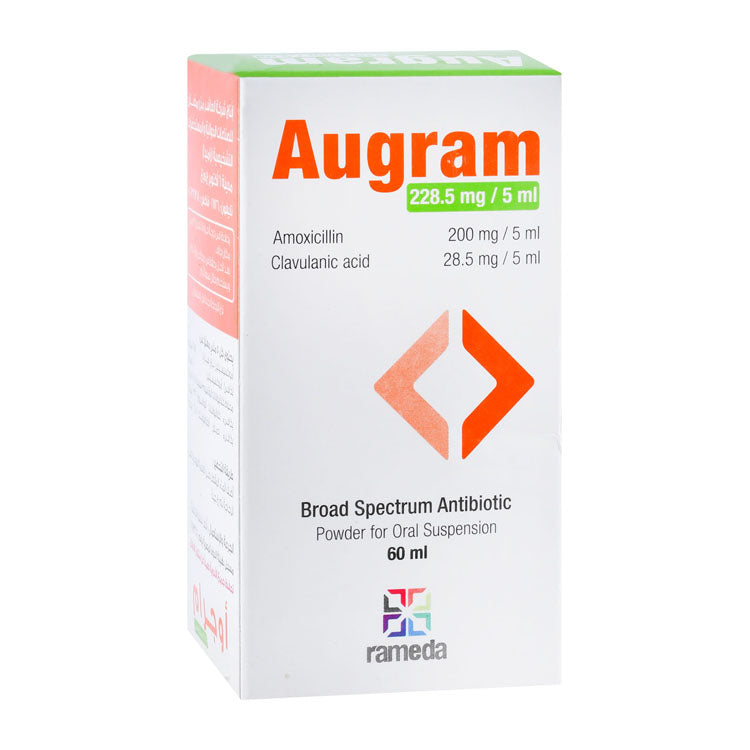 Augram 200mg/5ml Amoxicillin & 28.5mg/5ml Clavulanic Acid Broad Spectrum Antibiotic Powder for Oral Suspension