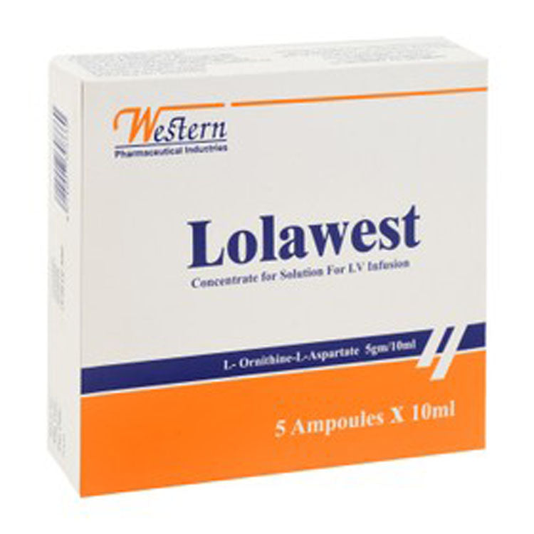 Lolawest 5g/10ml L-Ornithine & L-Aspartate Concentrate Solution for Intravenous Infusion
