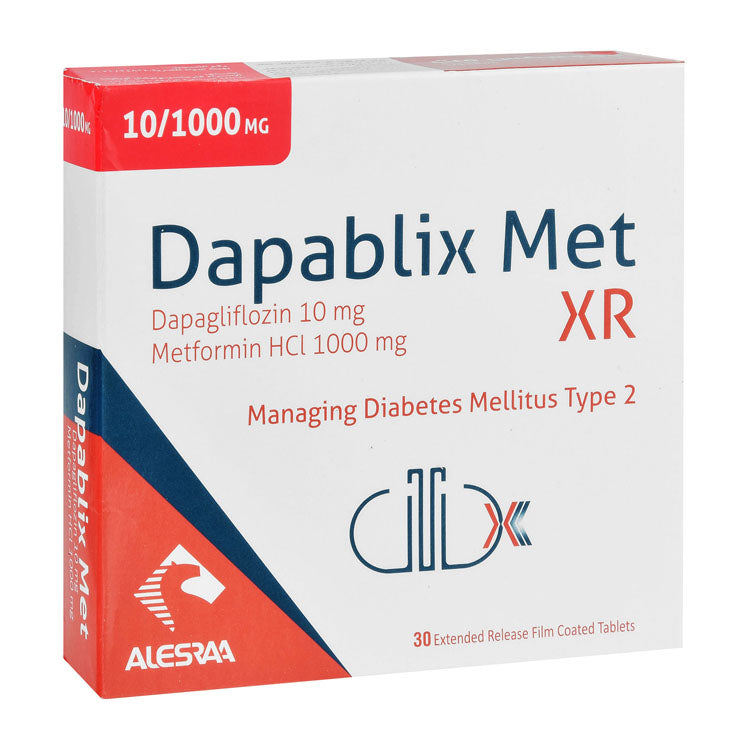 Dapablix Met XR 10mg Dapagliflozin & 1000mg Metformin Hydrochloride for Managing Diabetes Mellitus Type 2