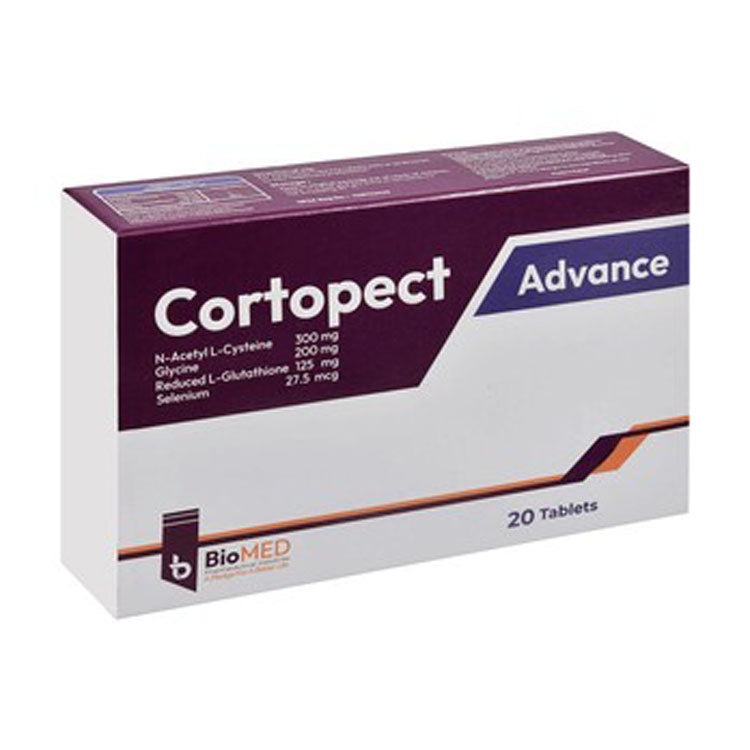 Cortopect Advance 300mg مكمل دعم الجهاز التنفسي من إن-أسيتيل إل-سيستين مع الجلايسين والجلوتاثيون المخفض والسيلينيوم 20 قرصًا