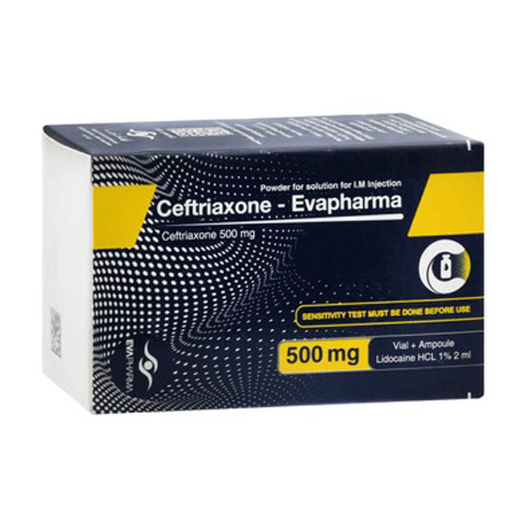 Ceftriaxone 500mg Powder Solution Vial with 1% Lidocaine HCL Ampoule for Intramuscular Injection