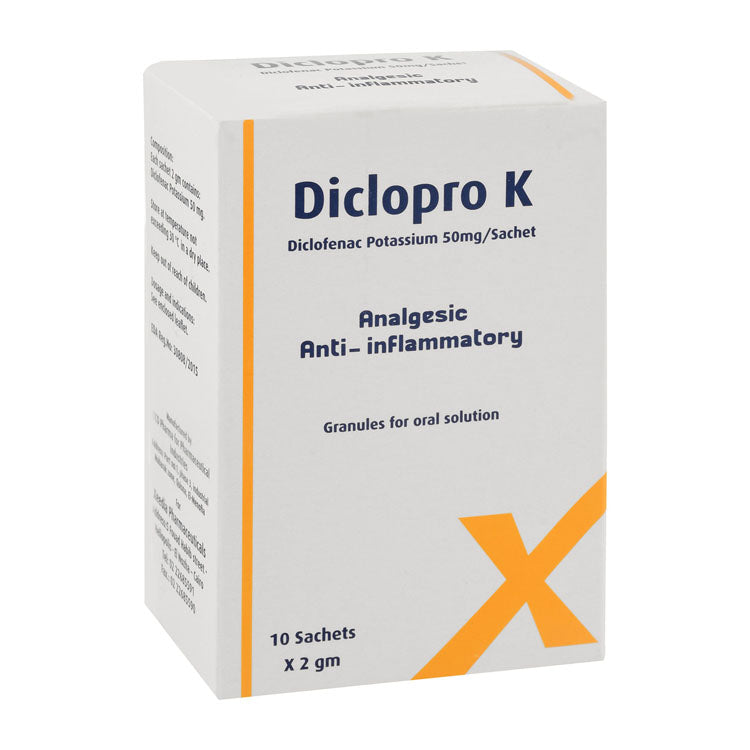ديكلوبرو ك 50 مجم ديكلوفيناك البوتاسيوم مسكن ومضاد للالتهاب حبيبات أكياس لمحلول فموي