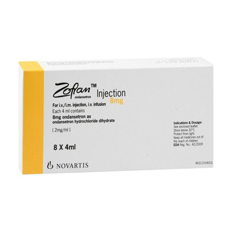 زوفران 8 ملغ/4 مل محلول أوندانسيترون في قوارير للحقن الوريدي والعضلي