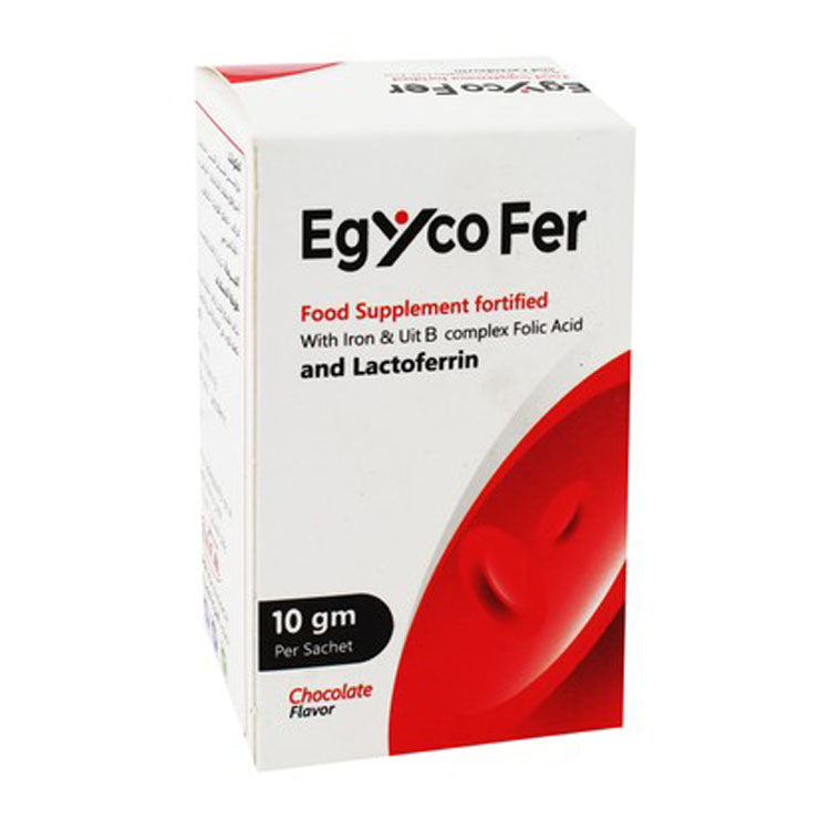 Egyco Iron Supplement Sachets Chocolate Flavor with Vitamin B Complex, Folic Acid & Lactoferrin