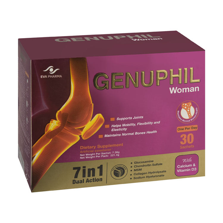 جنوفيل مكمل غذائي لدعم صحة المفاصل والعظام للنساء – أكياس بودرة مع كولاجين متحلل، كالسيوم وفيتامين د3