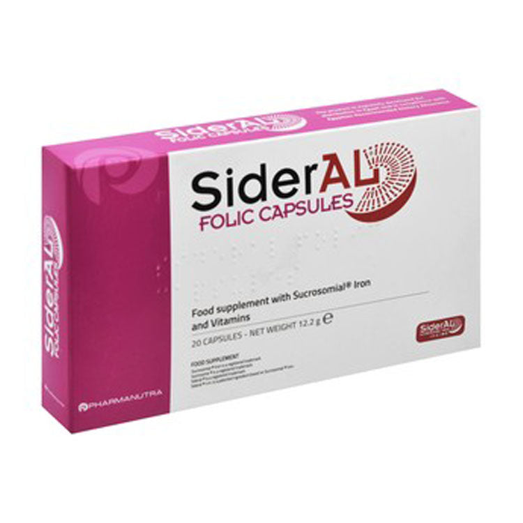 SiderAL 70mg Vitamin C & 30mg Sucrosomial Iron Supplement with Vitamin B6 & Folate - gluten free