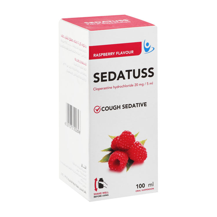 Sedatuss 20mg/5ml Cloperastine Hydrochloride Cough Sedative Oral Suspension Raspberry Flavor
