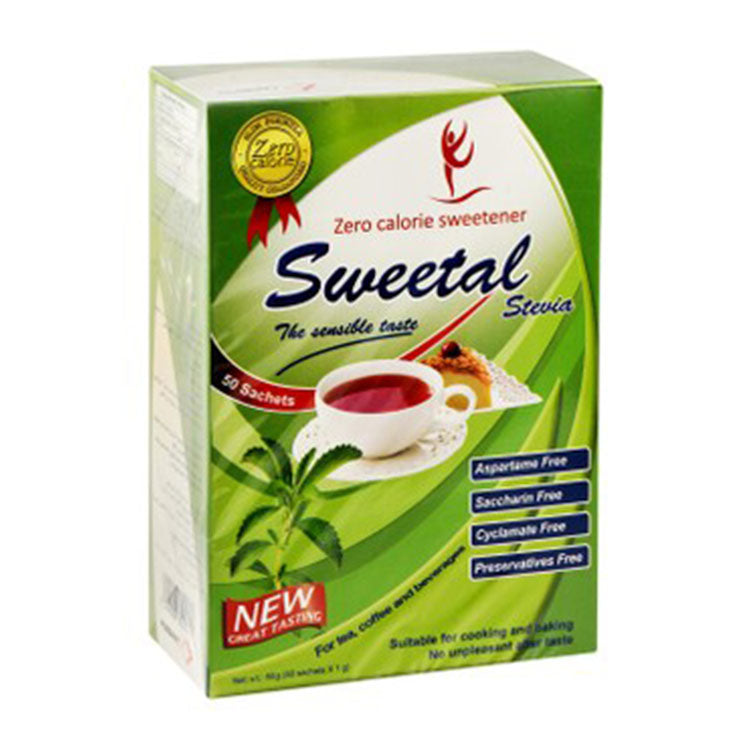 Sweetal Zero Calorie Sweetener (50 sachets) - aspartame free, saccharin free, preservatives free