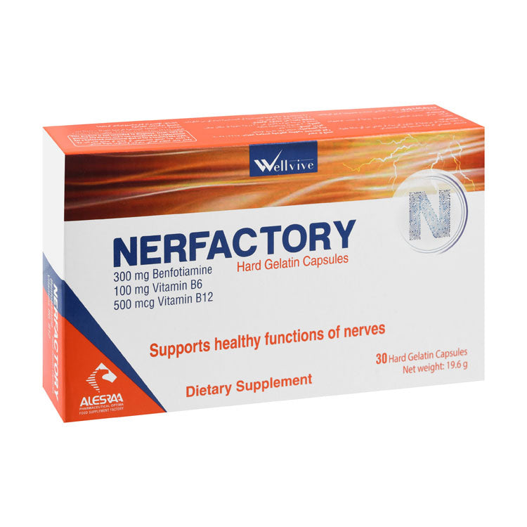 مكمل دعم وظائف الأعصاب Wellvive Nerfactory 300mg Benfotiamine مع فيتامينات B6 و B12