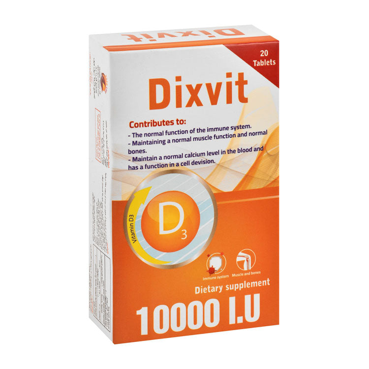 Dixvit 10,000 IU Vitamin D3 Immune System, Muscle Function & Bones Support Supplement