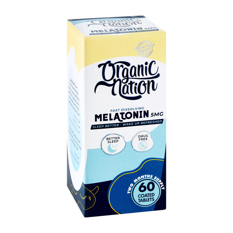 مكمل ميلاتونين "أورجانيك نيشن" 5 ملجم لنوم أفضل - خالٍ من الأدوية