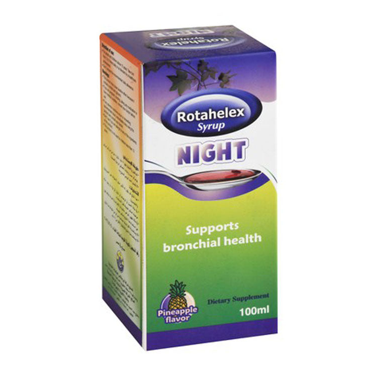 Rotahelex Night 38mg Ivy Leaves Extract Bronchial Health Support Supplement Syrup Pineapple Flavor 100 ml