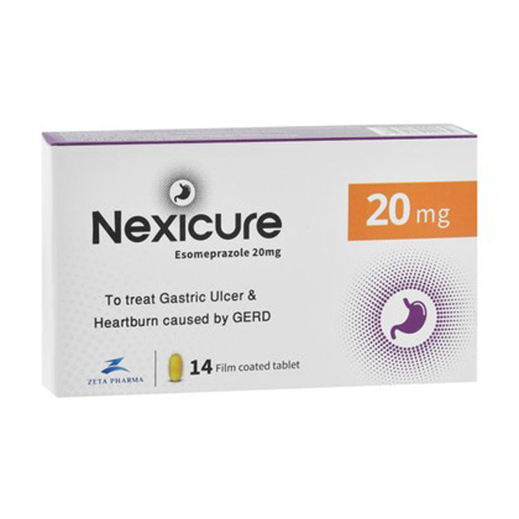 نيكسيكور 20 ملغ إيسوميبرازول لعلاج قرحة المعدة وحرقة المعدة
