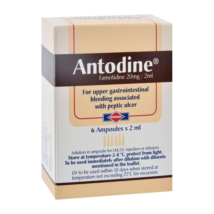 Antodine 20mg/2ml Famotidine Solution Ampoules for Upper Gastrointestinal Bleeding Peptic Ulcer Treatment
