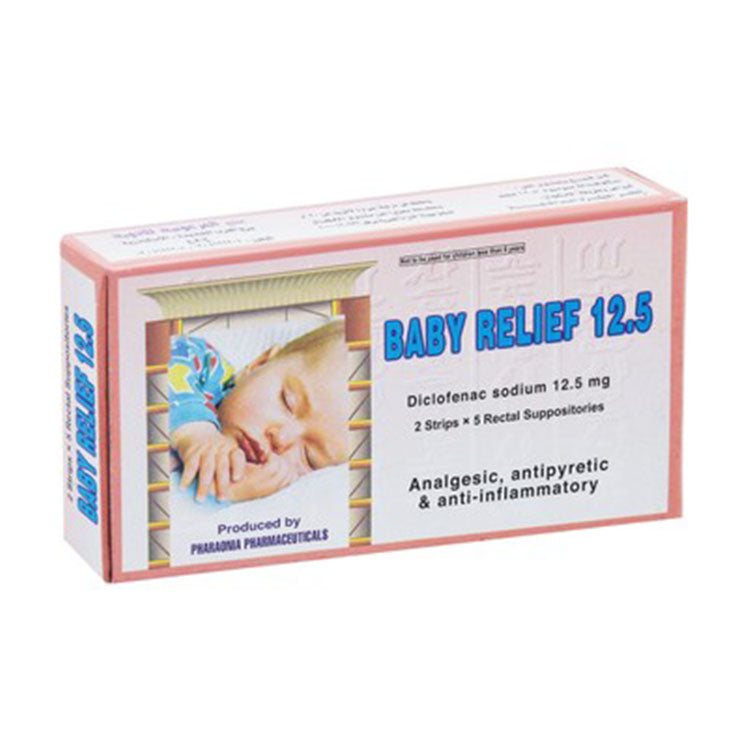 Baby Relief 12.5mg Diclofenac Sodium Anti-Inflammatory, Antipyretic & Analgesic Rectal Suppositories