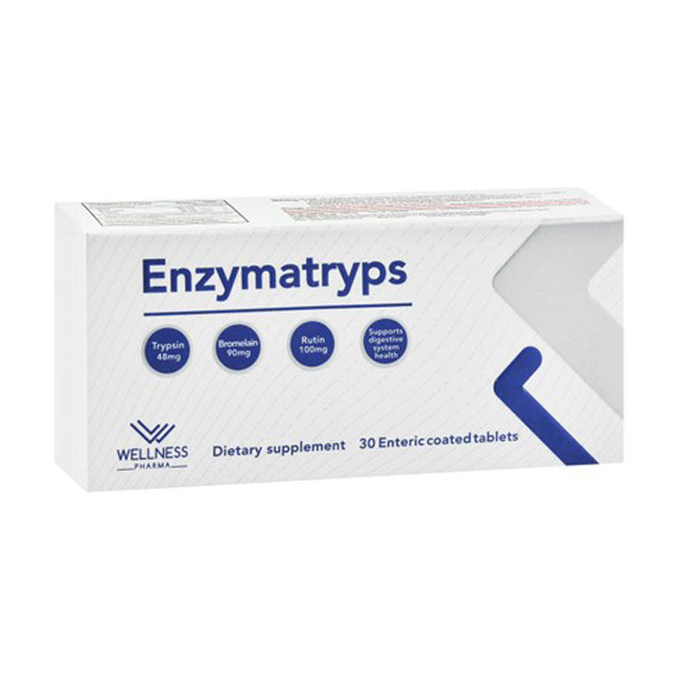 Enzymatryps 100mg Rutin & 90mg Bromelain Digestive System Health Support Supplement with Trypsin 30 tablets