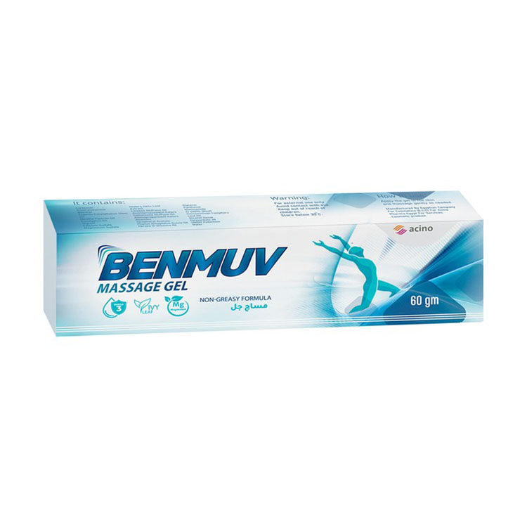 Benmuv Non-Greasy Massage Gel with Omega 3, Magnesium & Ivy Leaf Extract