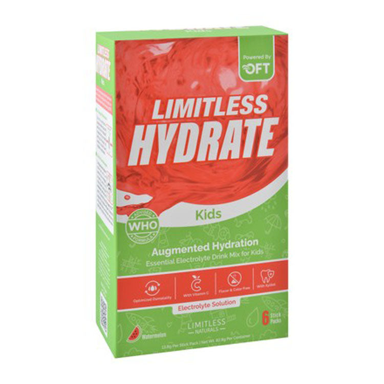Limitless Naturals Kids Hydrating Electrolyte Powder Drink Mix Sticks Watermelon Flavor with Vitamin C & Xylitol - GMO free, preservatives free, gluten free