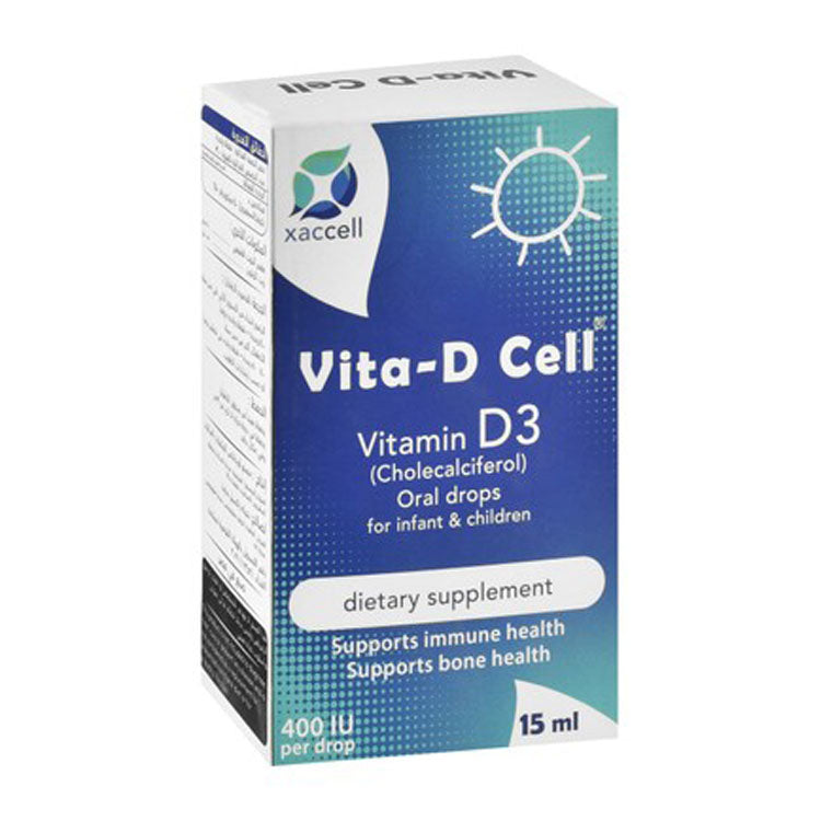 Vita-D Cell 400 IU Vitamin D3 Cholecalciferol Immune & Bone Support Supplement Mixed Berry Flavor for Infants & Kids