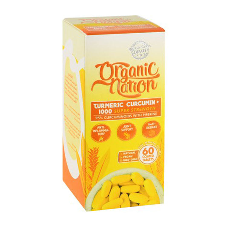 Organic Nation 1000mg Turmeric Curcumin Anti-Inflammatory & Antioxidant Joint Support Supplement - vegan, GMO free
