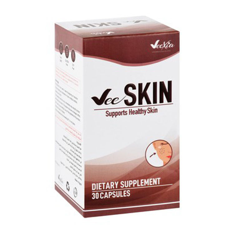 مكمل غذائي لدعم صحة البشرة من Vee - خالٍ من الكائنات المعدلة وراثيًا، وخالٍ من الغلوتين، وخالٍ من الصويا