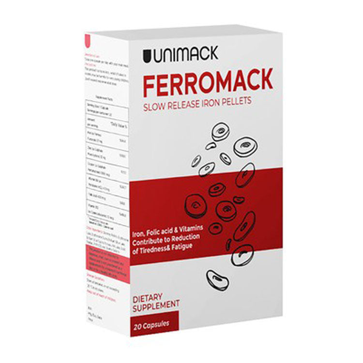 Ferromack Supplement with Iron, Folic Acid & Vitamins for Tiredness & Fatigue 20 capsules