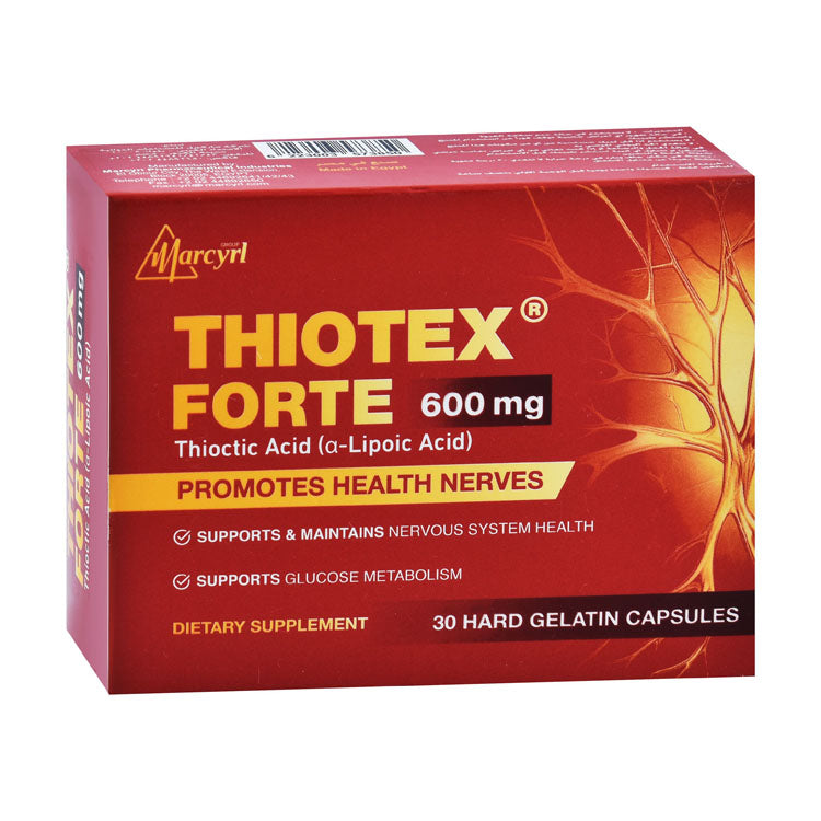 Thiotex Forte 600mg حمض الثيوتيك مكمل غذائي لدعم صحة الجهاز العصبي واستقلاب الجلوكوز