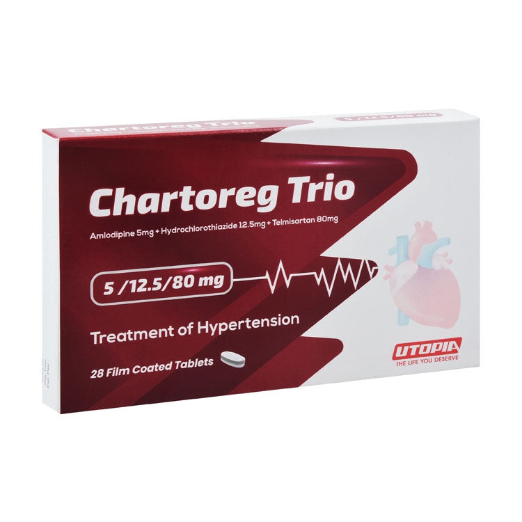 Chartoreg Trio 5mg Amlodipine, 12.5mg Hydrochlorothiazide & 80mg Telmisartan for Hypertension