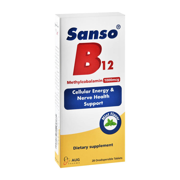 سانسو 1000 ميكروجرام فيتامين ب12 مكمل غذائي بطعم النعناع لدعم الطاقة الخلوية وصحة الأعصاب