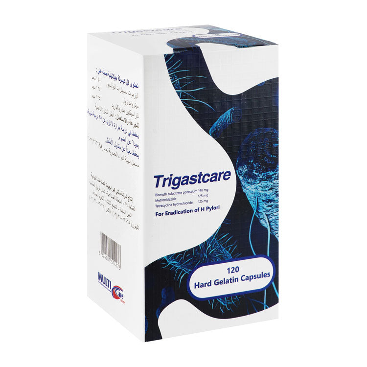 Trigastcare 140mg Bismuth Subcitrate Potassium, 125mg Metronidazole & 125mg Tetracycline Hydrochloride for Eradication of H Pylori